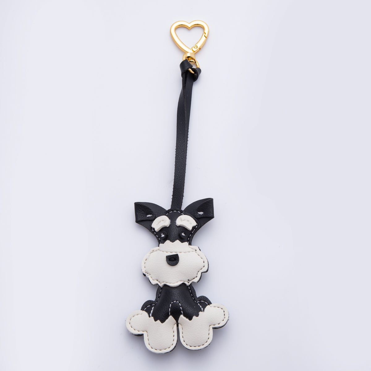 Leather Schnauzer Dog Print Keyring Purse Bag Backpack Charm Accessory WB-00020
