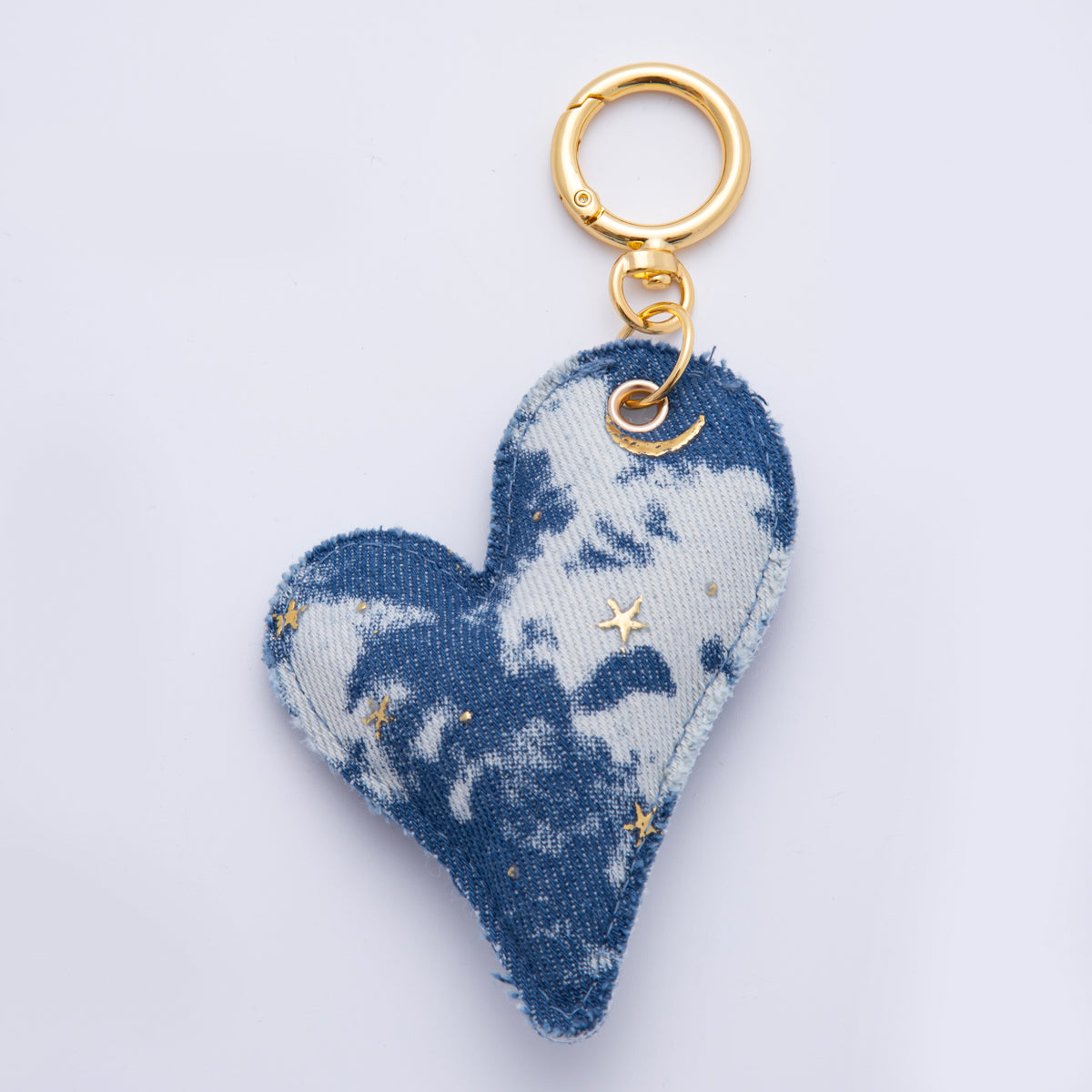 Big Heart Bag Charm Blue Denim Jeans Bag Accessory Keychain WB-0041