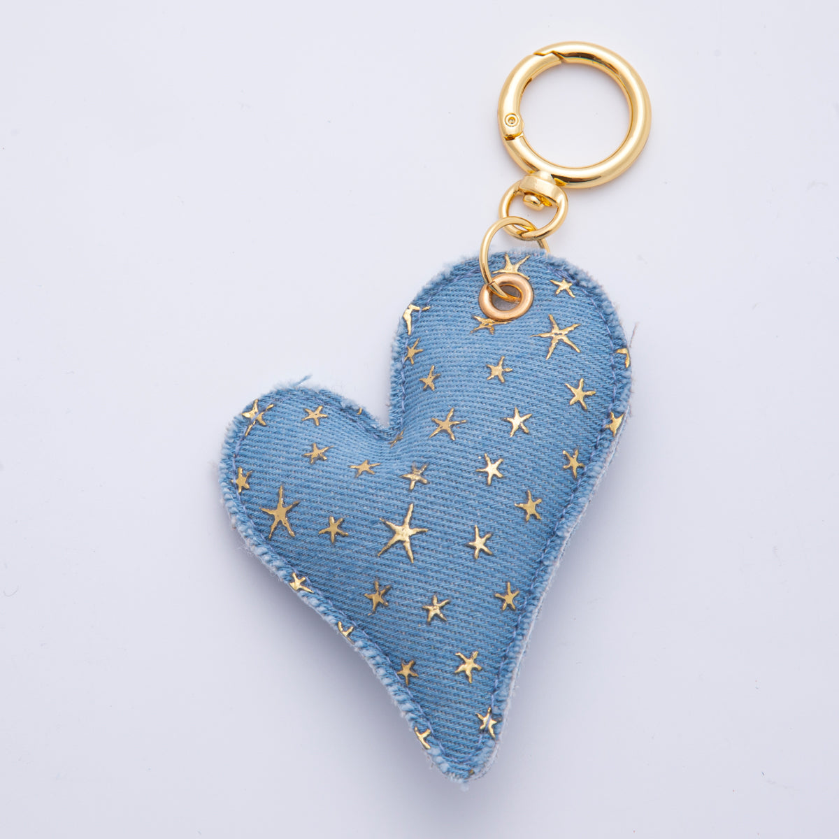 Big Heart Bag Charm Blue Denim Jeans Bag Accessory Keychain WB-0041
