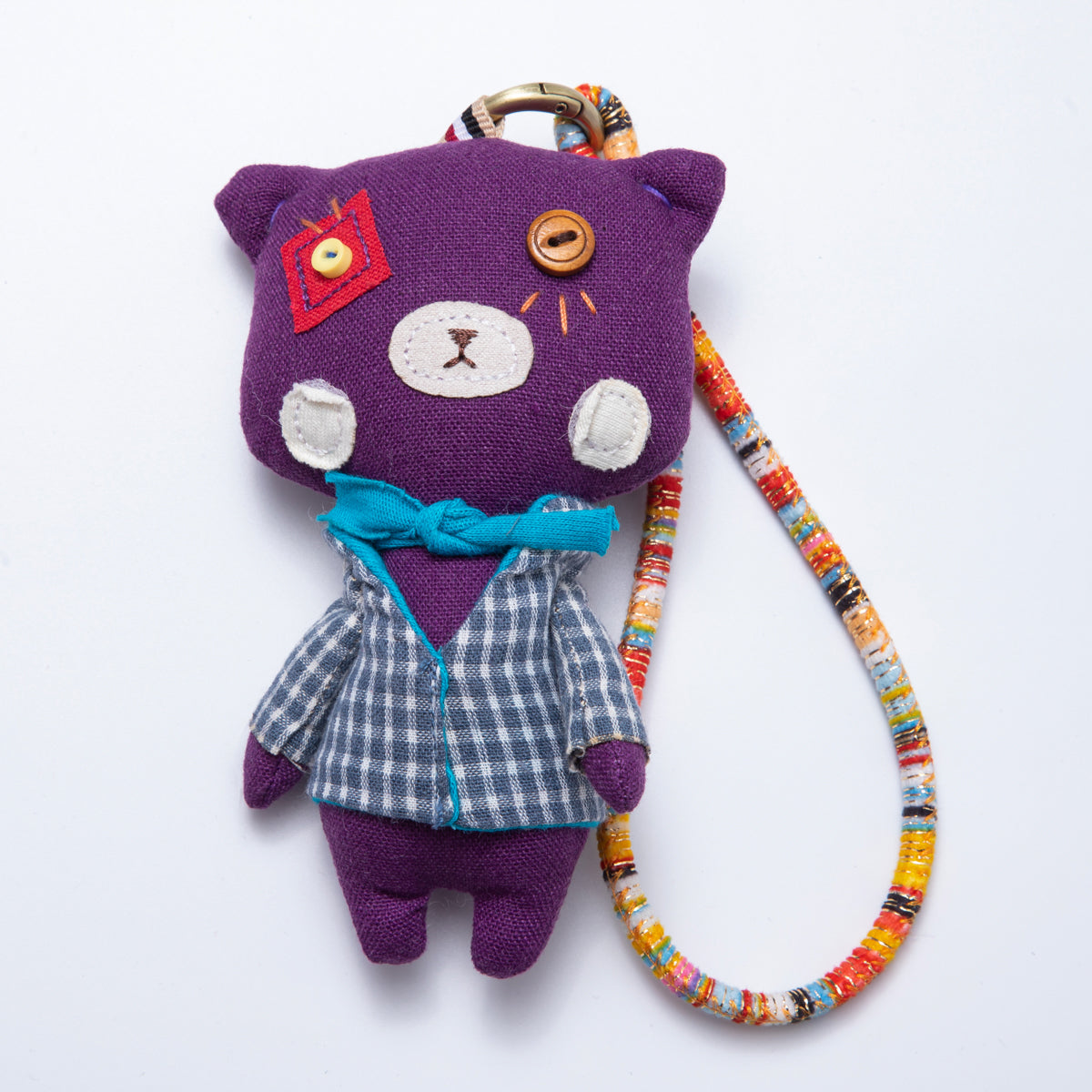 Handmade Fabric Bear Bag Charm Keychain Purse Accessory Ornament WB-00046