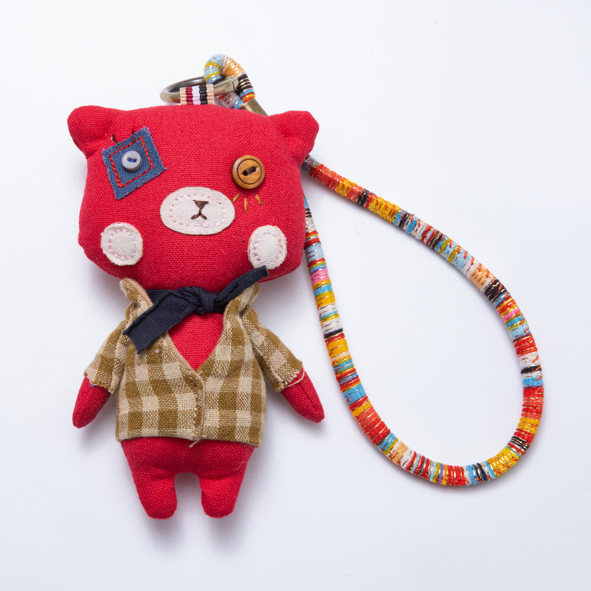 Handmade Fabric Bear Bag Charm Keychain Purse Accessory Ornament WB-00046