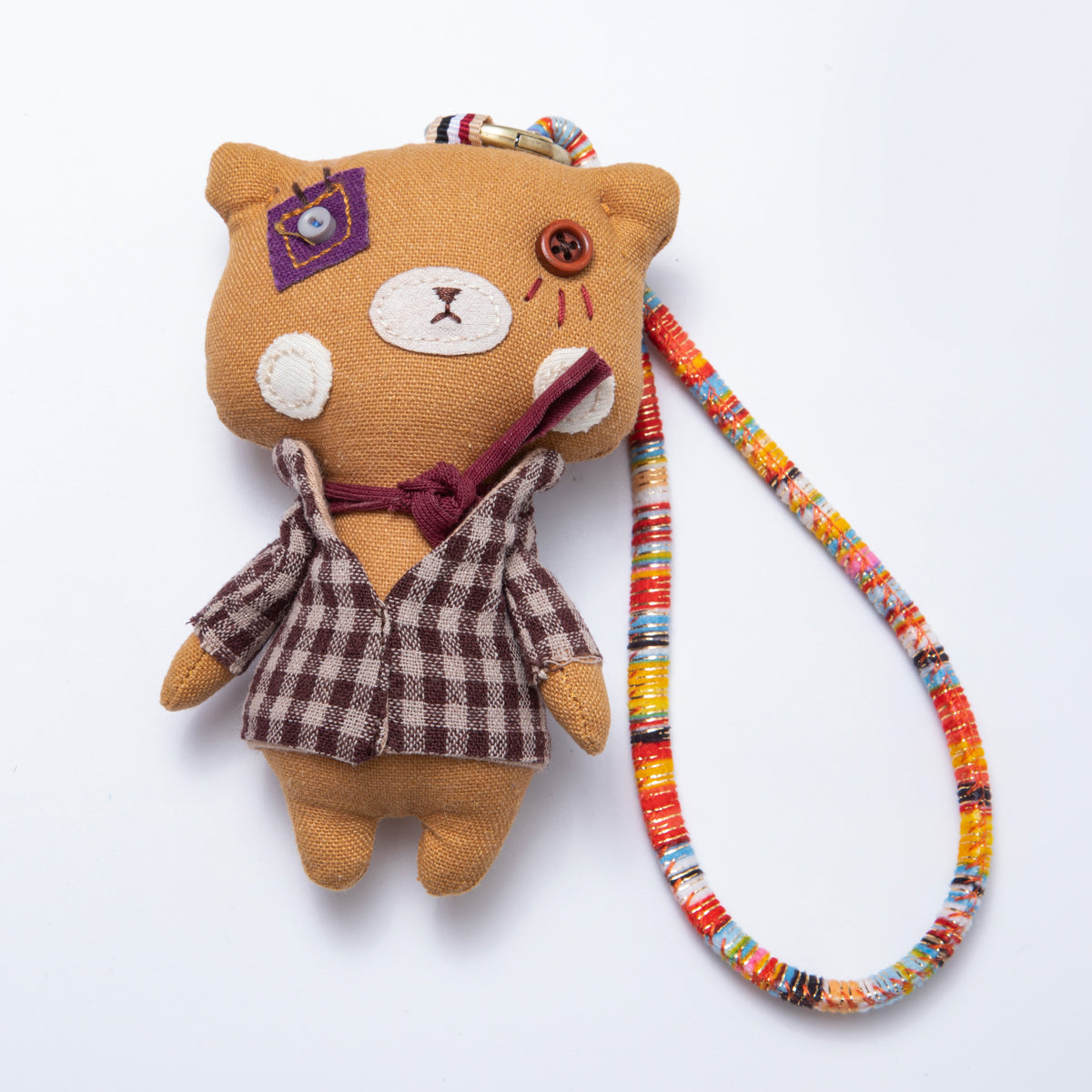 Handmade Fabric Bear Bag Charm Keychain Purse Accessory Ornament WB-00046