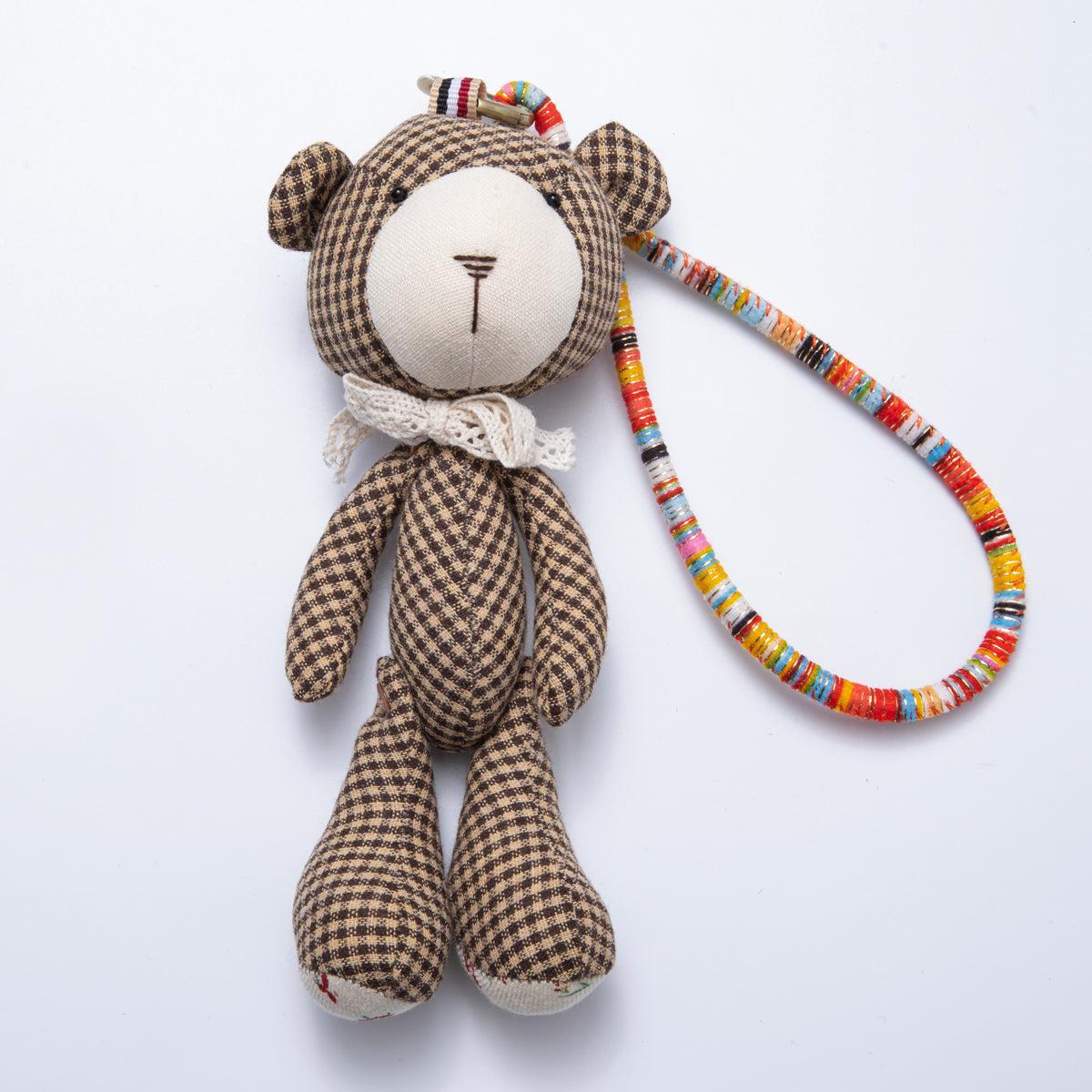 Handmade Fabric Cute Teddy Bear Bag Charm Keychain Backpack Accessory Ornament WB-00049