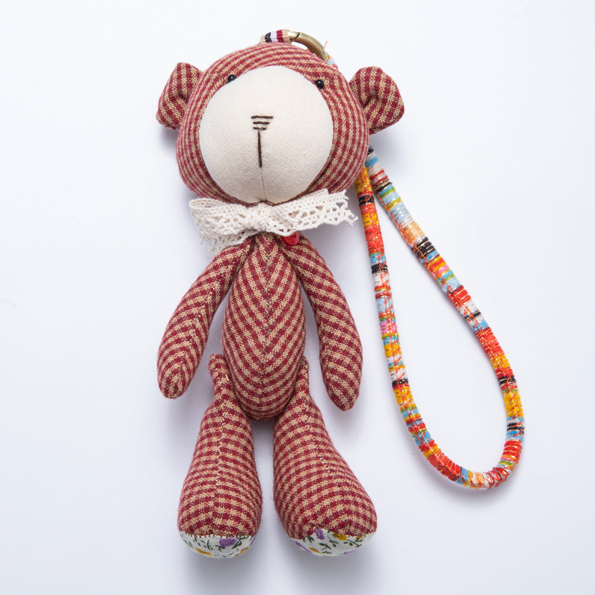 Handmade Fabric Cute Teddy Bear Bag Charm Keychain Backpack Accessory Ornament WB-00049
