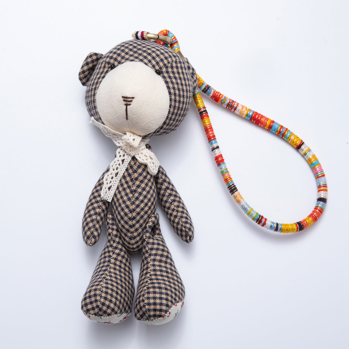 Handmade Fabric Cute Teddy Bear Bag Charm Keychain Backpack Accessory Ornament WB-00049