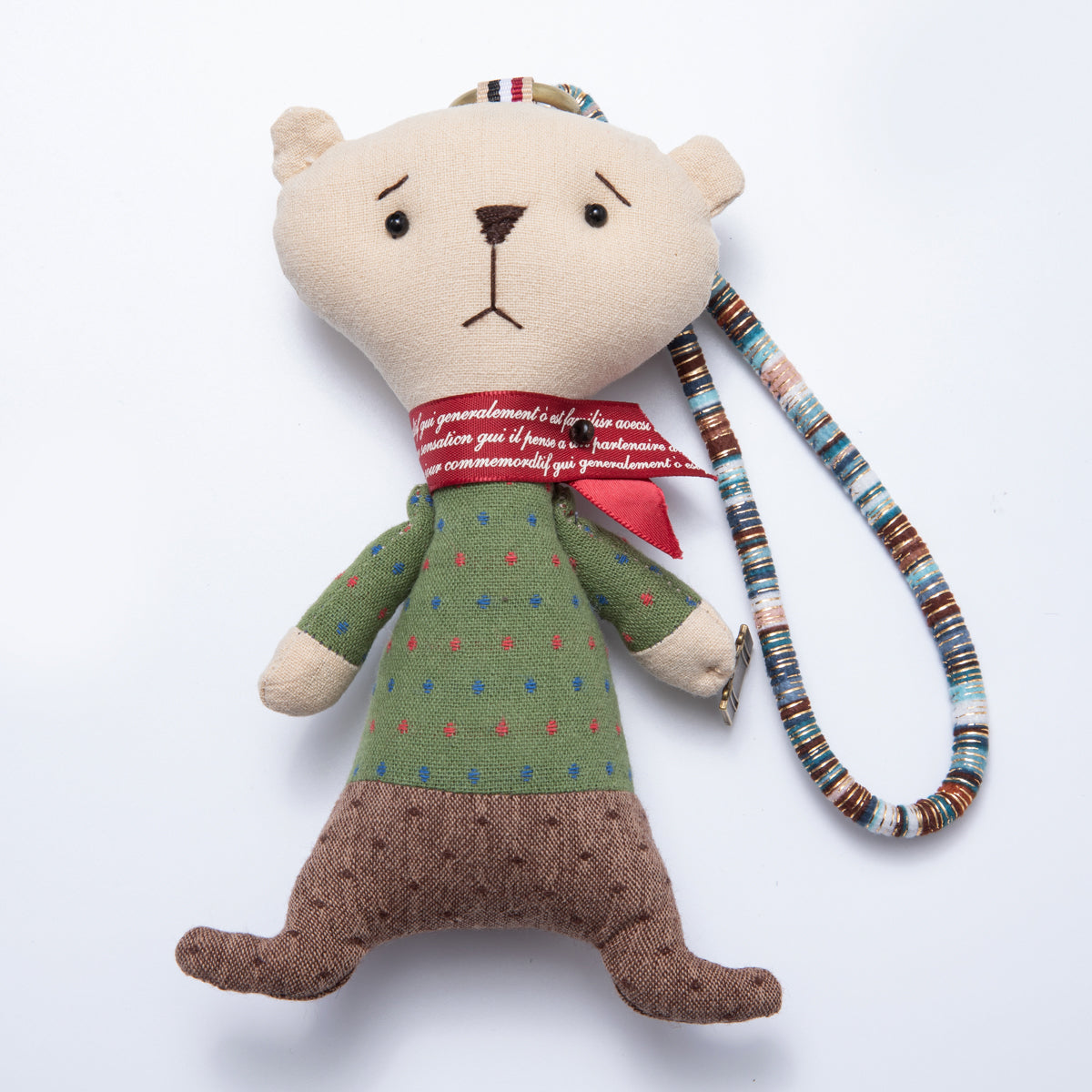 Handmade Fabric Emotional Bear Bag Charm Backpack Accessory Soft Plushie Keychain WB-00052
