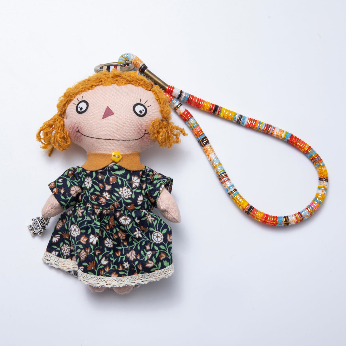Cute Rag Doll Girl with Green Dress Bag Charm Backpack Accessory Keychain WB-00060