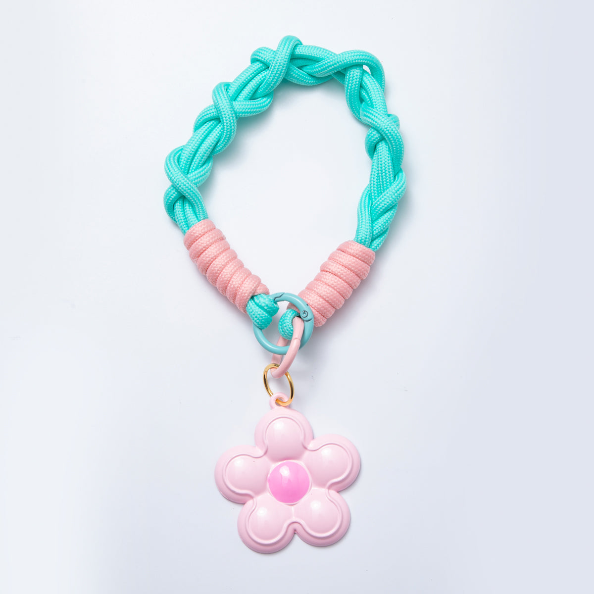 Kawaii Colorful Paracord Charm Bag Keychain Accessories Leather Daisy Charms for Handbag Y2k Accessories Purse Hanging Ornament WB-00078