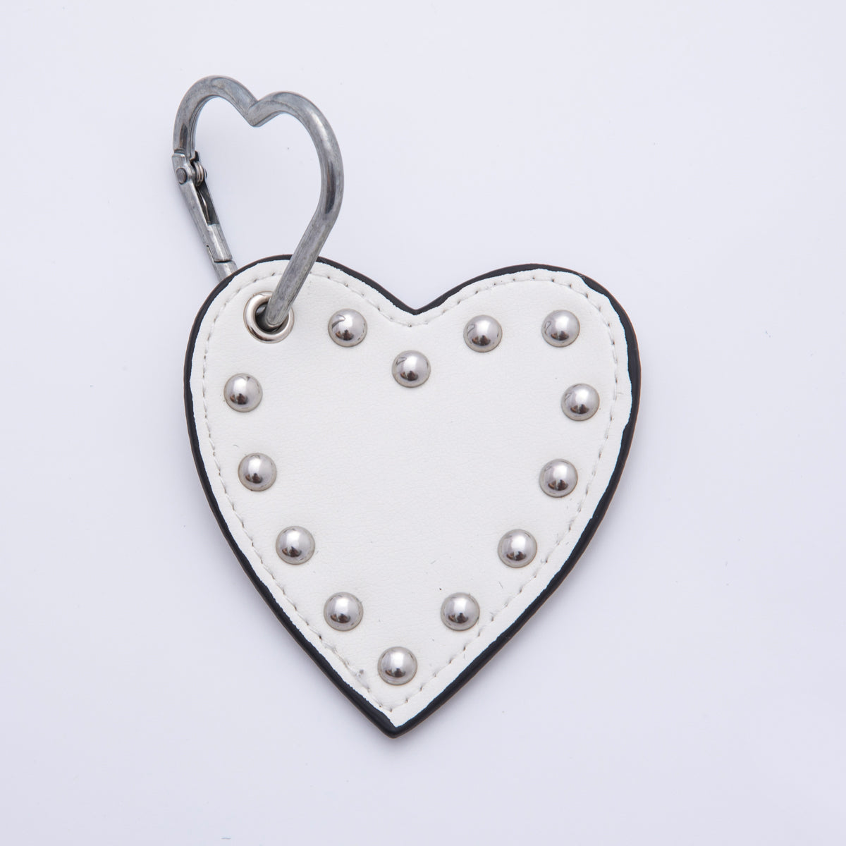 Leather Heart Keychain Handmade Bag Charm Cute Studded Heart Purse Accessory WB-00092