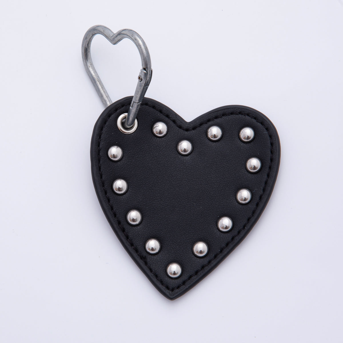 Leather Heart Keychain Handmade Bag Charm Cute Studded Heart Purse Accessory WB-00092
