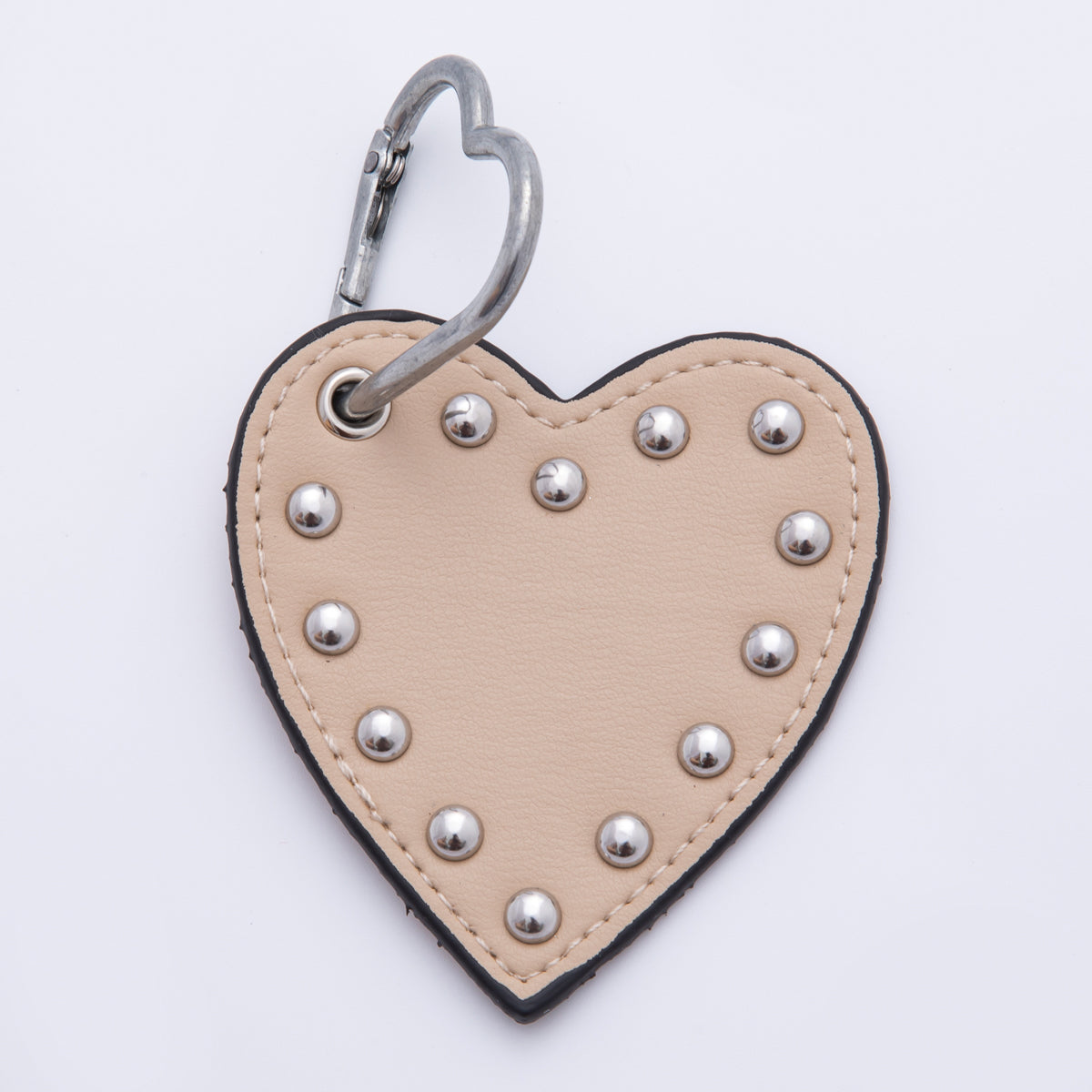 Leather Heart Keychain Handmade Bag Charm Cute Studded Heart Purse Accessory WB-00092