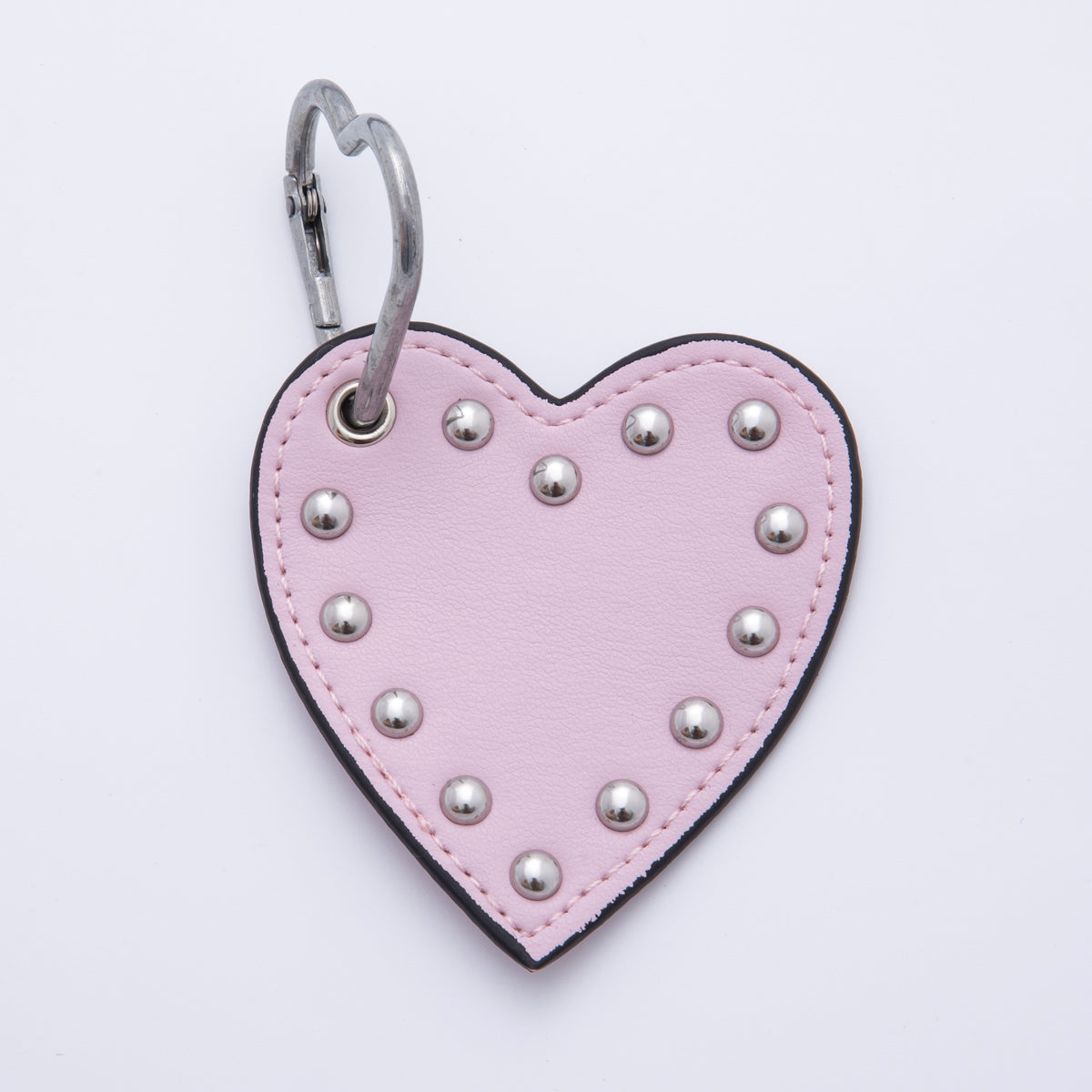 Leather Heart Keychain Handmade Bag Charm Cute Studded Heart Purse Accessory WB-00092