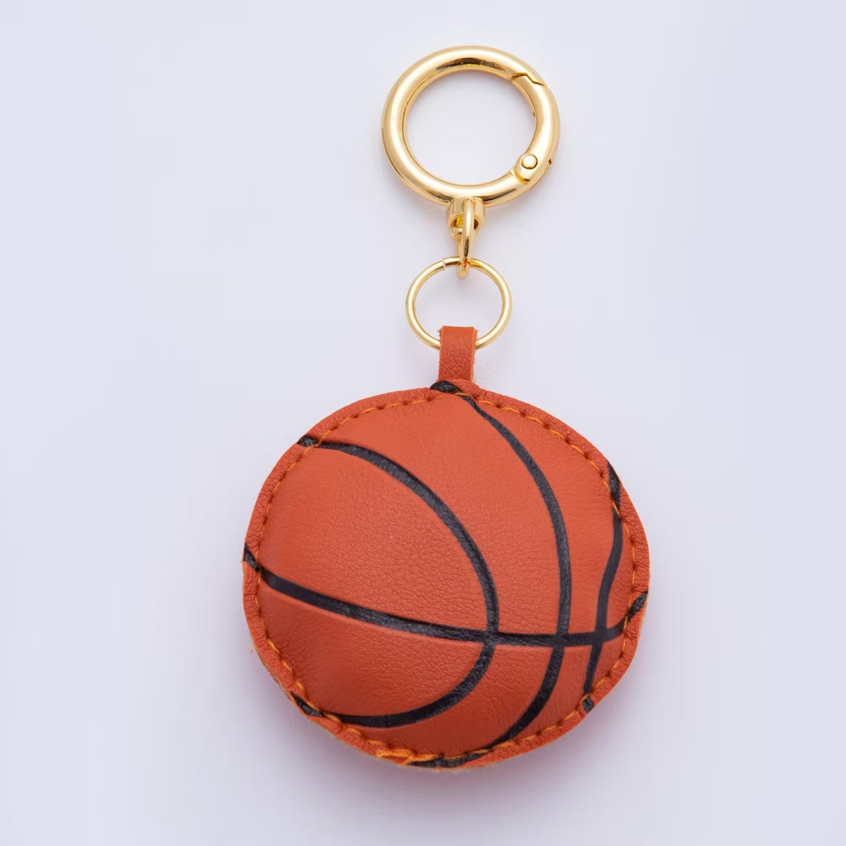 Leather Ball Sport Keychain Handmade Bag Charm Cute Leather Basketball Baseball Varsity Purse Accessory WB-00096