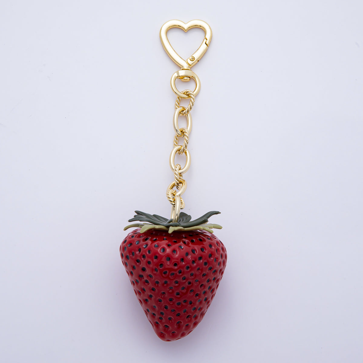18K Gold Filled 170mm Pink, Red Resin Strawberry Fruit Heart Push Gate Keychain Accessories | WB-00187 ~ WB-0189