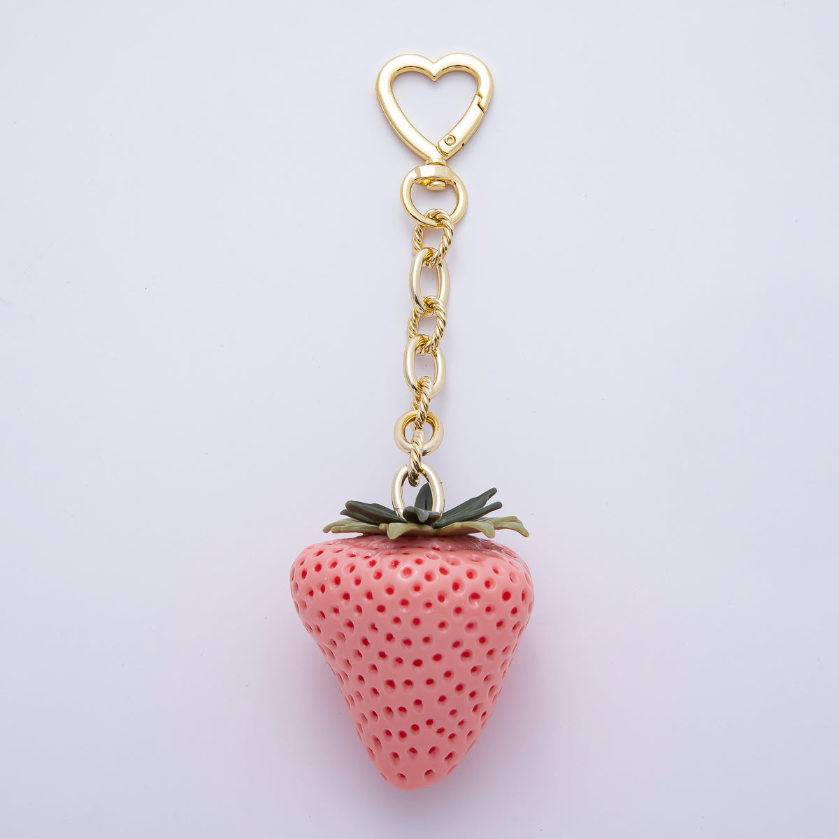18K Gold Filled 170mm Pink, Red Resin Strawberry Fruit Heart Push Gate Keychain Accessories | WB-00187 ~ WB-0189