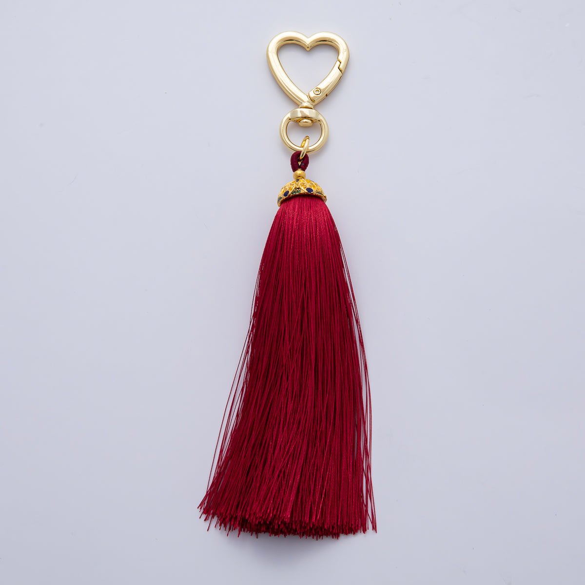 18K Gold Filled 170mm Blue, Black, Red Silky Thread Tassel Charm Keychain Accessories | WB-00213 ~ WB-00219