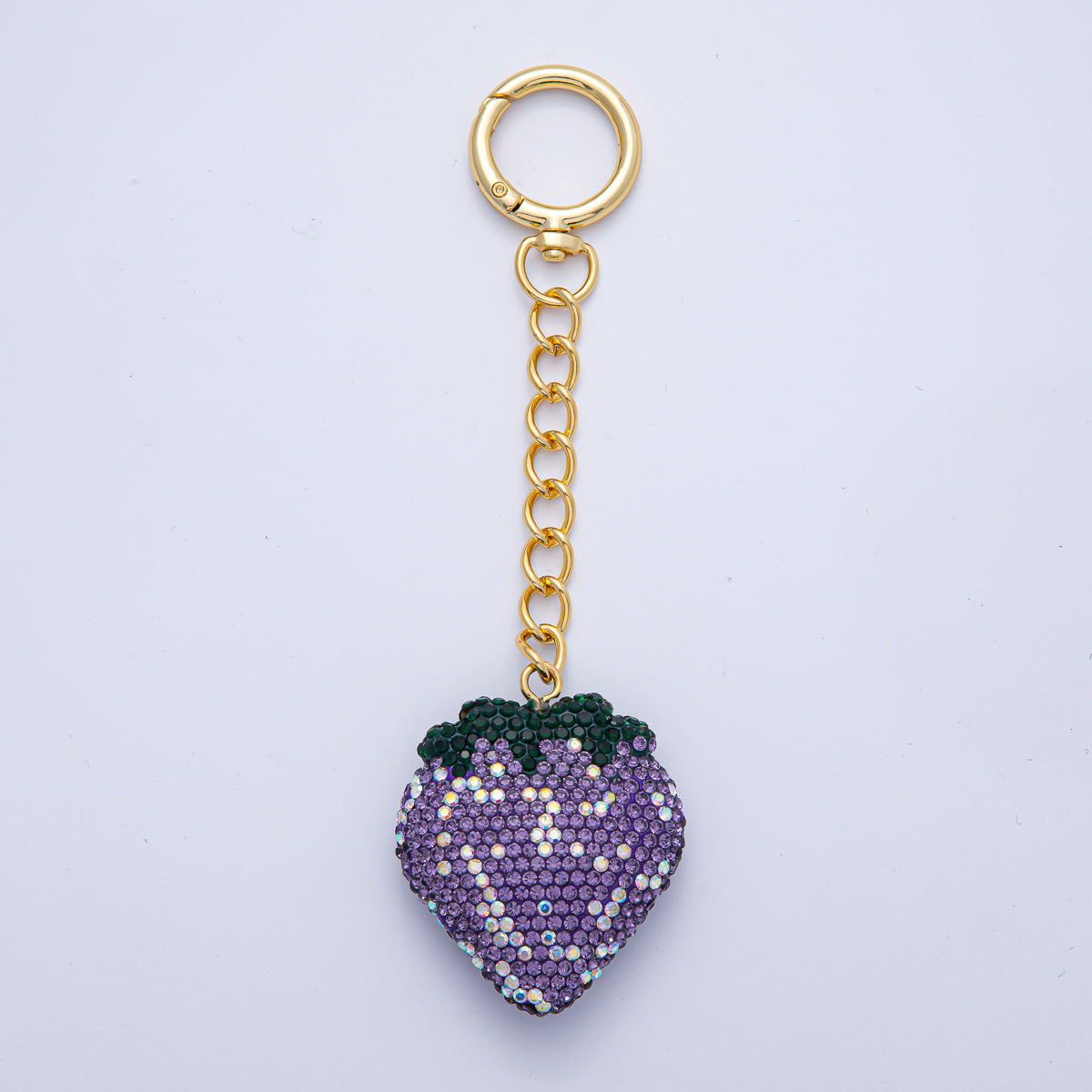 18K Gold Filled Strawberry Bedazzled Bag Charm Keychain Push Gate Accessories | WB-00248 ~ WB-00253