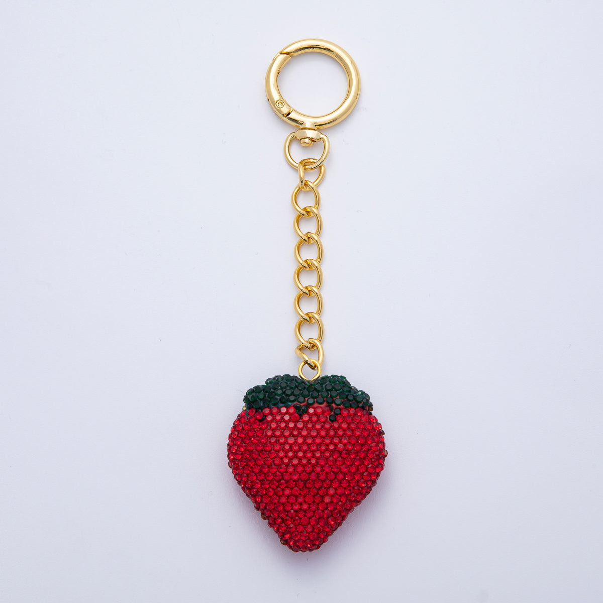 18K Gold Filled Strawberry Bedazzled Bag Charm Keychain Push Gate Accessories | WB-00248 ~ WB-00253