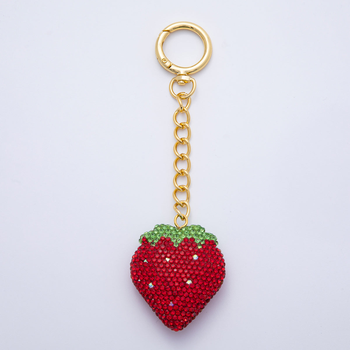 18K Gold Filled Strawberry Bedazzled Bag Charm Keychain Push Gate Accessories | WB-00248 ~ WB-00253