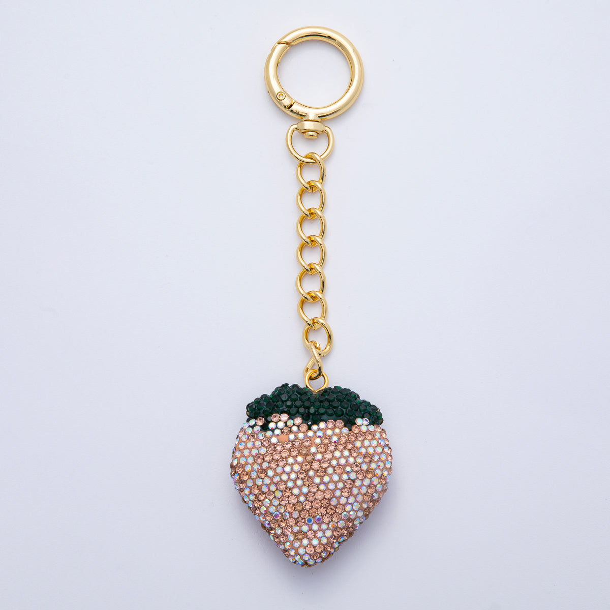 18K Gold Filled Strawberry Bedazzled Bag Charm Keychain Push Gate Accessories | WB-00248 ~ WB-00253