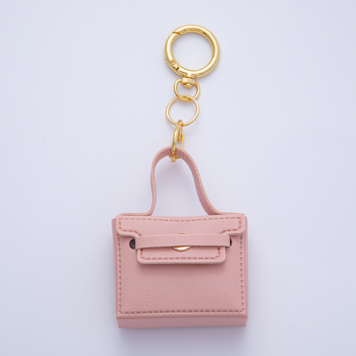 18K Gold Filled Pink Bag Ear Bud Case Bag Charm Push Gate Accessories | WB-00286