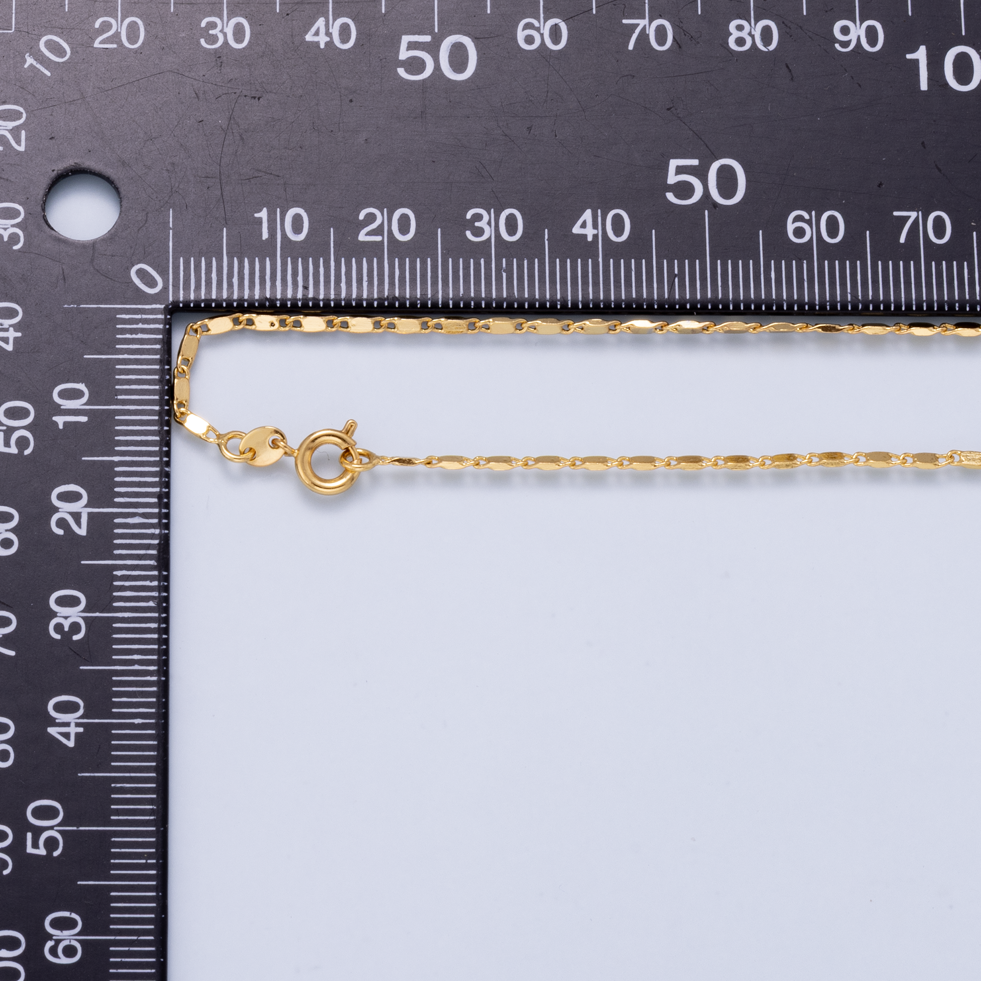 24K Gold Filled 1.63mm Minimalist Mariner Link Chain 17.7 Inch Necklace | WA-02970