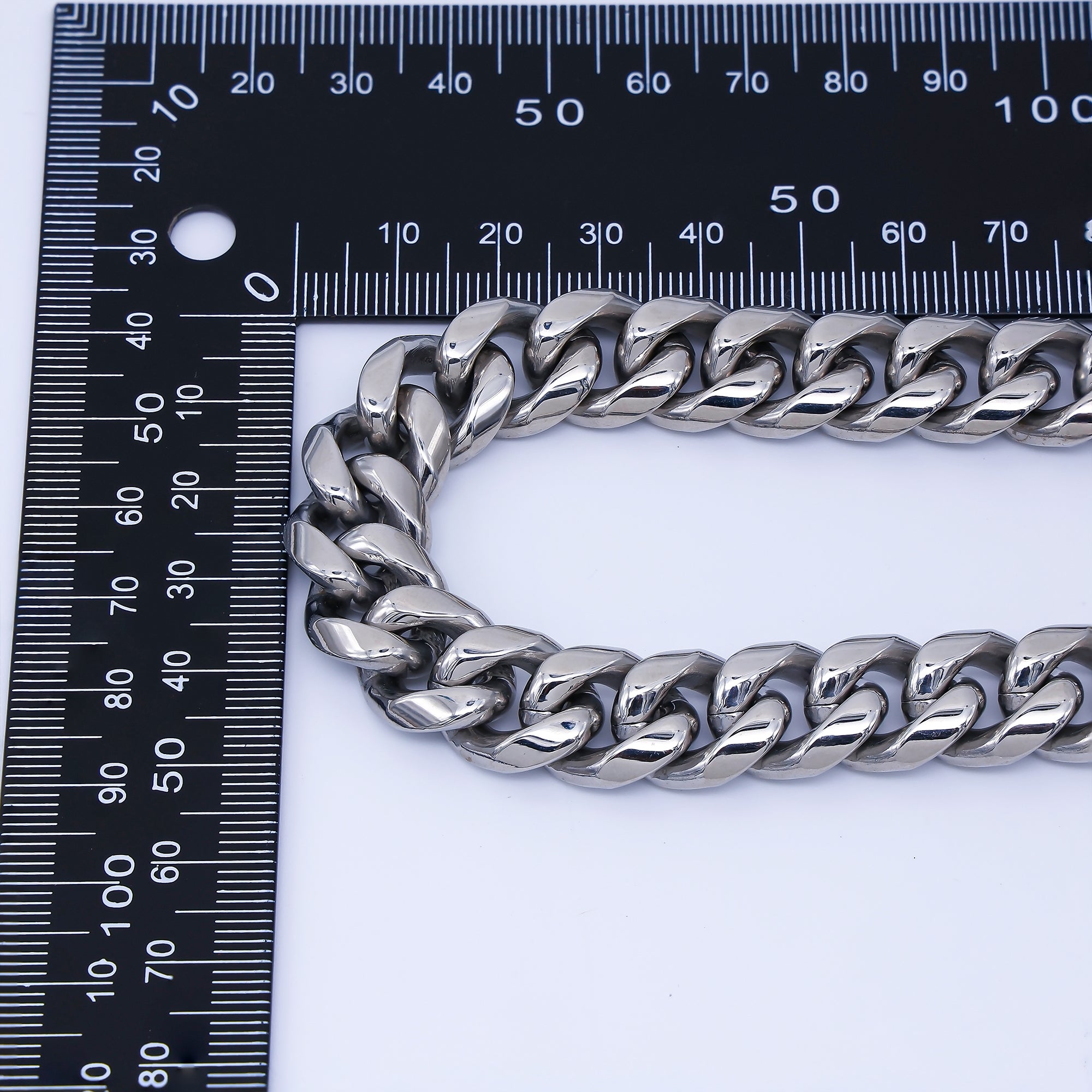 Chunky Stainless Steel Men's Cuban Link Chain Necklace 18.11” Long 8,10,12,14 mm Wide WA-3910