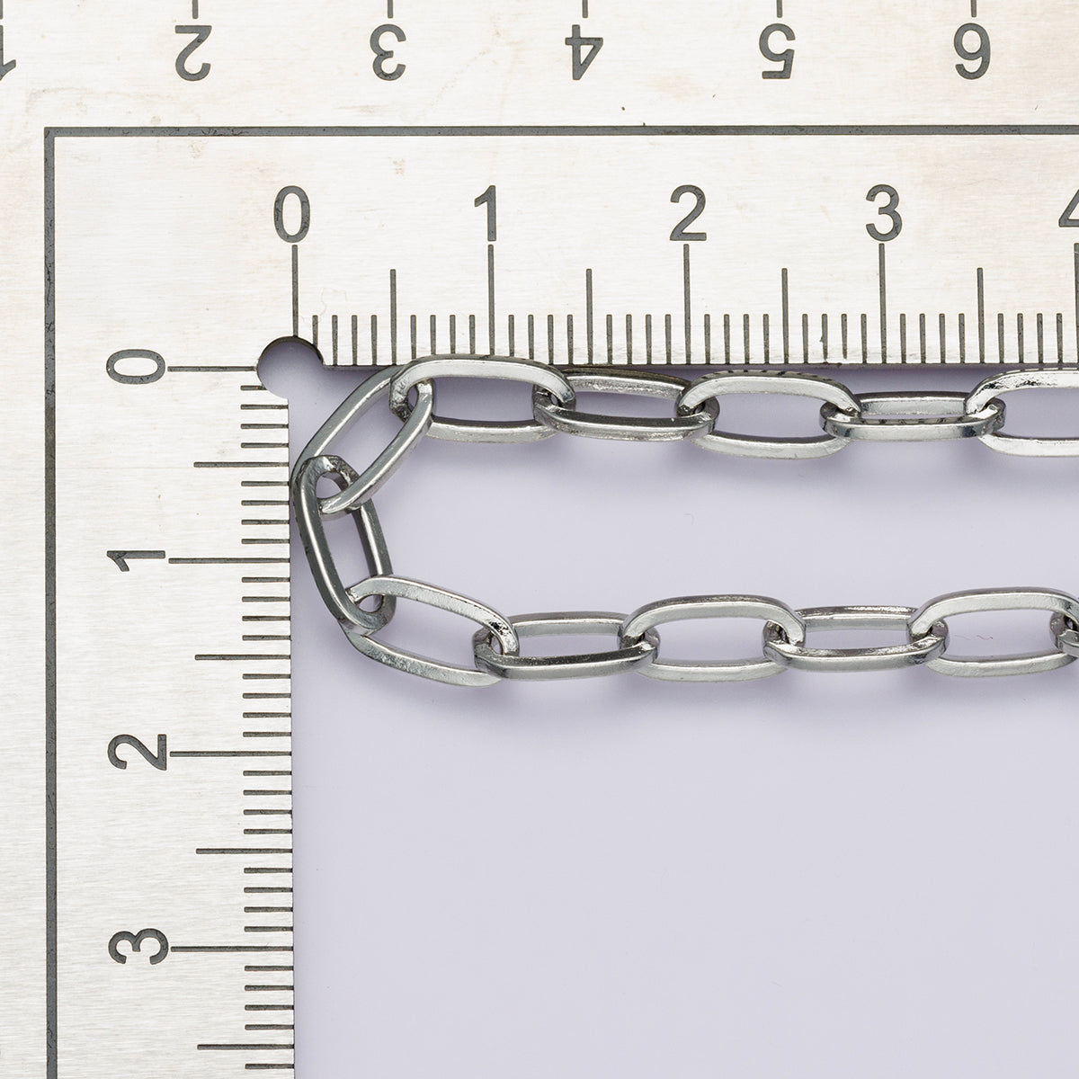 Rhodium Plated 4.6mm Minimalist Paperclip Unfinished Chain by Yard | Roll-01862