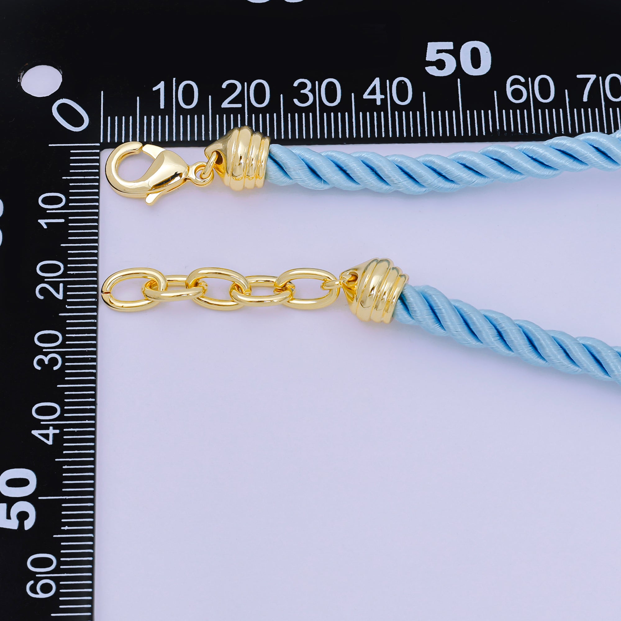24K Gold Filled Rope Twisted Braided Cord Chain Necklace with Extender in Red & Blue | WA-3363 - WA-3367