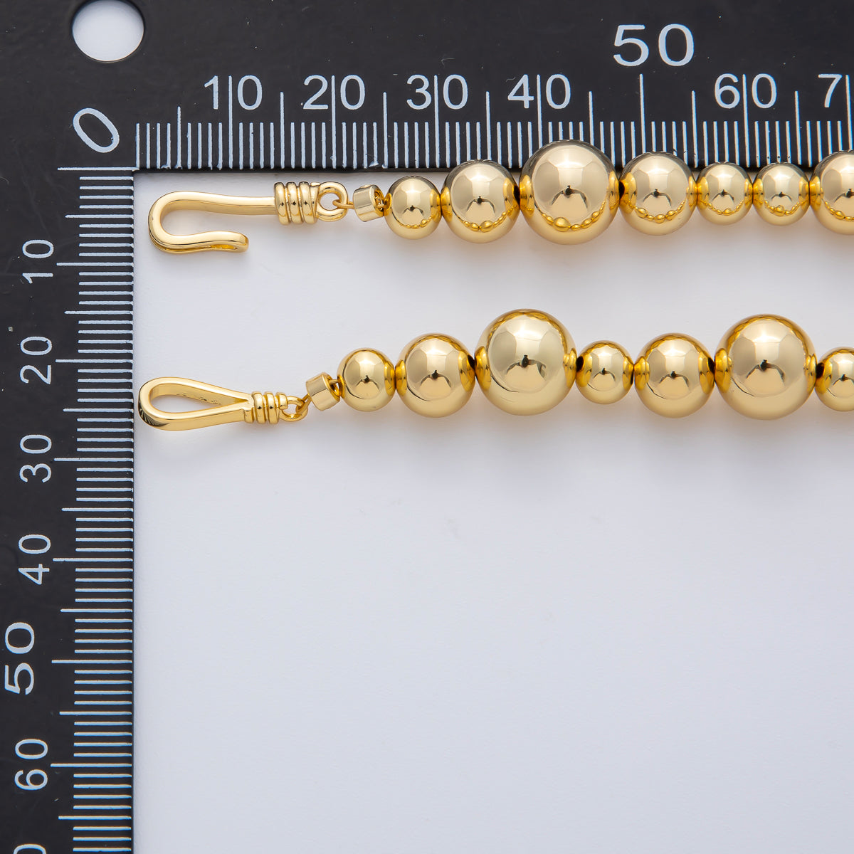 18K Gold Filled 10mm, 8mm, 6mm Gradient Bead Ball Chain 16, 18, 20 Inch Necklace | WA-3837 ~ WA-3839