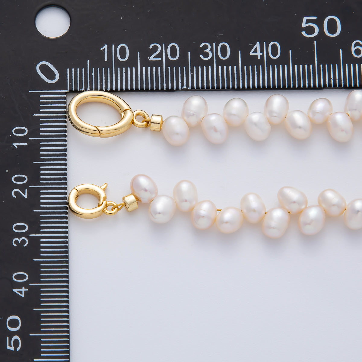 18K Gold Filled Double Freshwater Pearl Seed 16 Inch Choker Necklace w. Snap Latch Push Gate | WA-1380