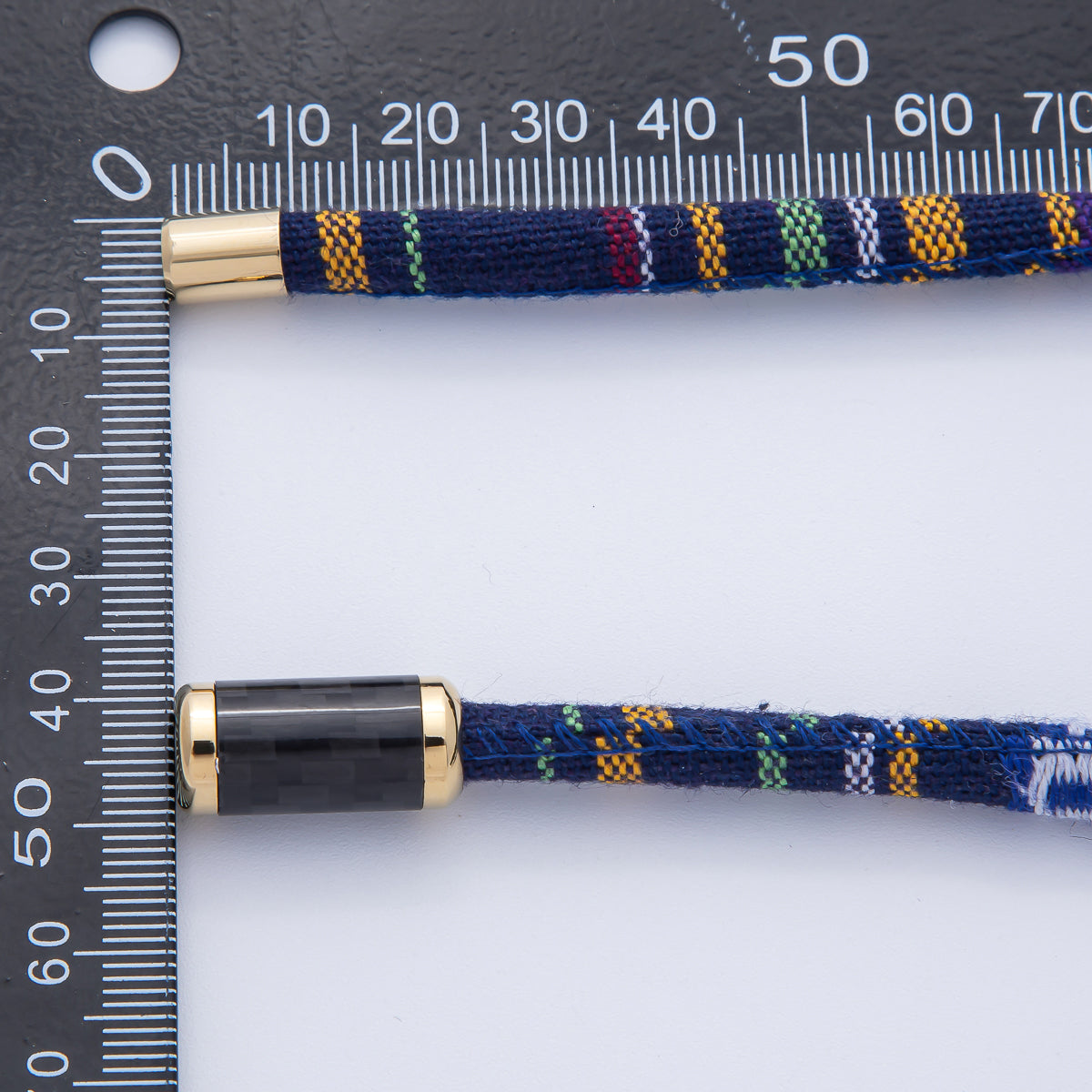 10mm Blue Multicolor Embroidered Fabric Cord 16.54 Inch Necklace | WA-3954