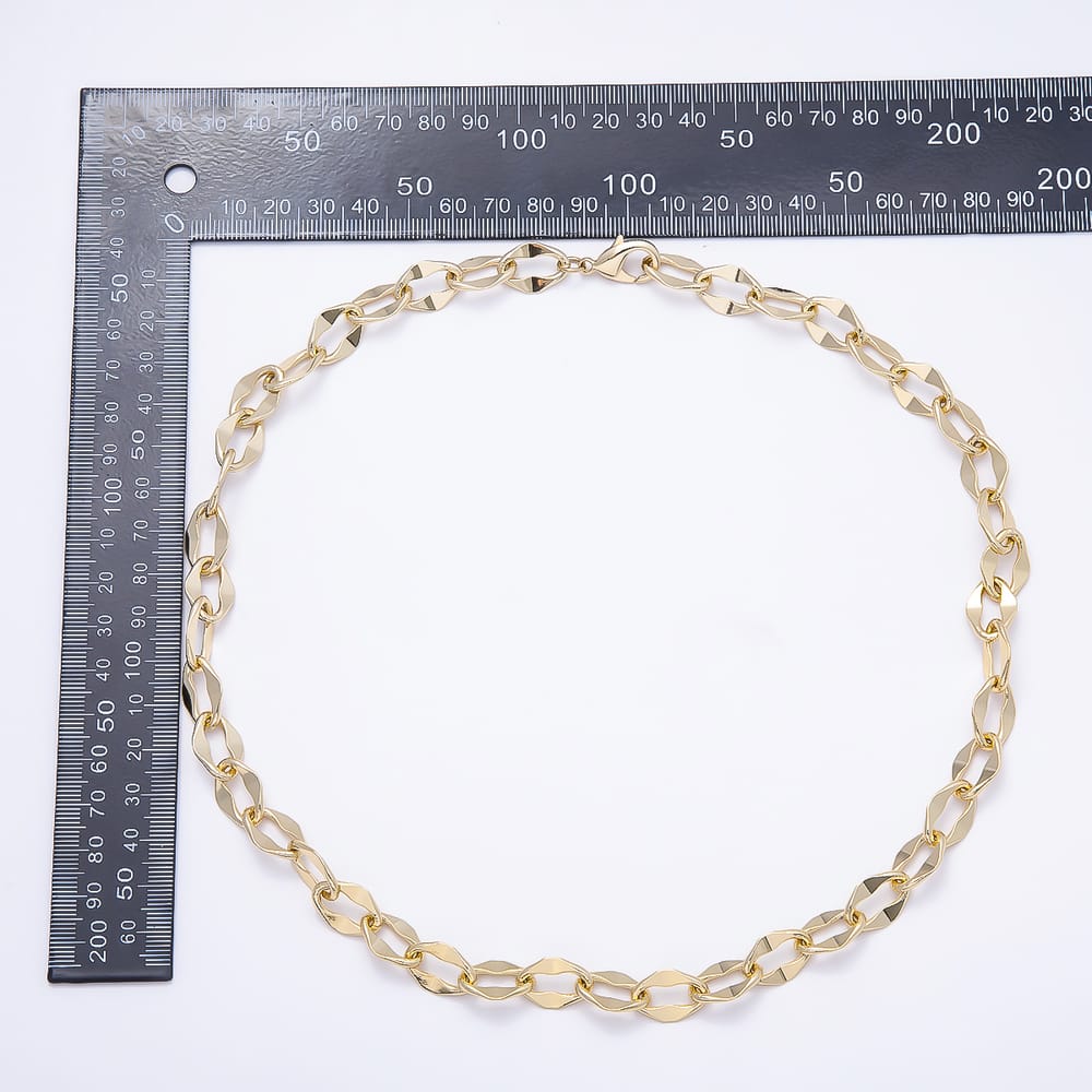 Stainless Steel 11.5mm Minimalist Edged Geometric Chain 23 Inch Necklace | WA-01664