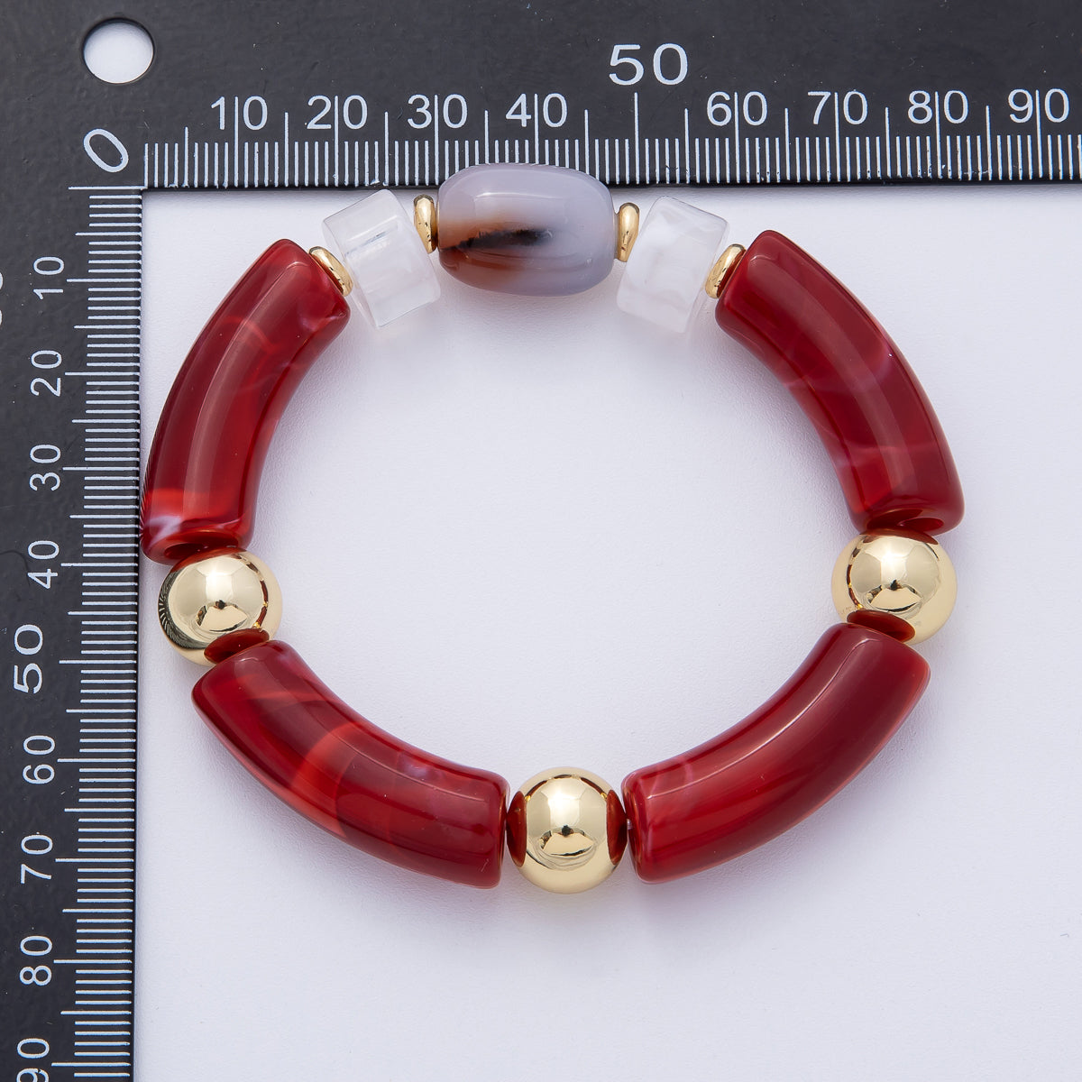 6mm Red Jasper, Carnelian Gemstone Bead Stretch Bracelet | WA-3971