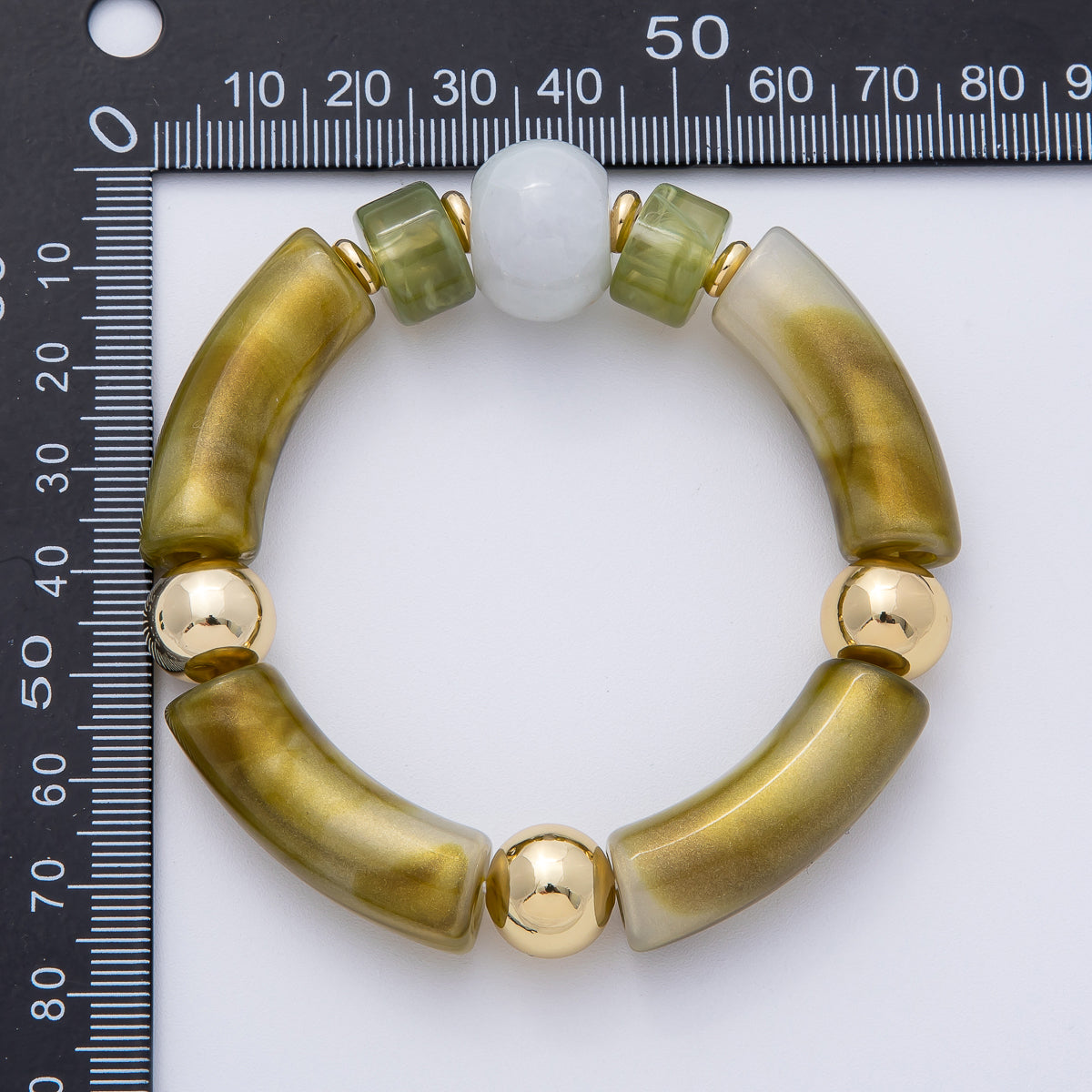 6mm Green Malachite, Peridot Gemstone Bead Stretch Bracelet | WA-3973