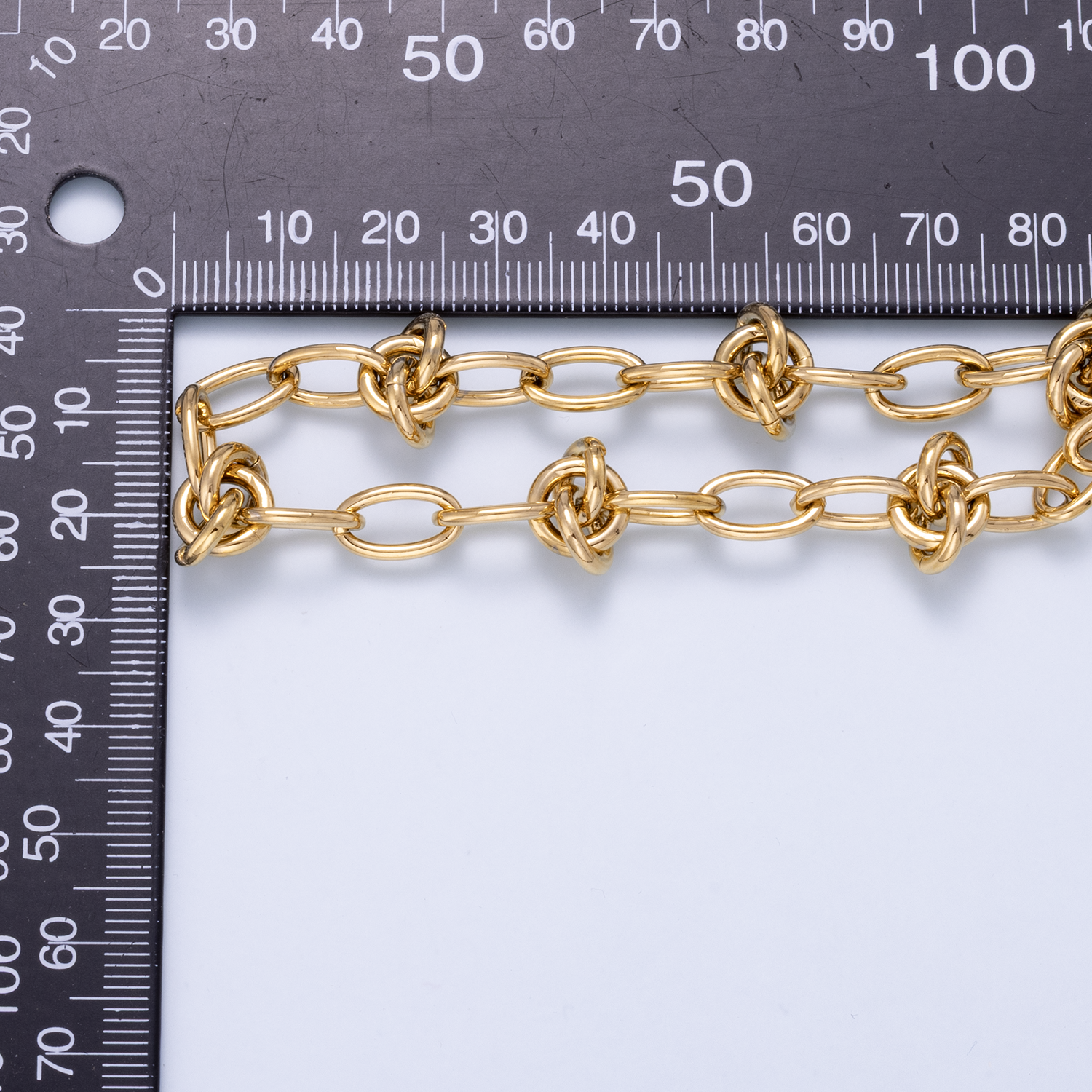 16K Gold Filled 13mm Knot Geometric Paperclip Chain 17.5 Inch Necklace in Gold & Silver | WA-01952 WA-01953