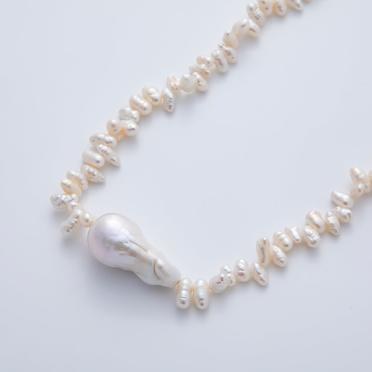 15.9mm Freshwater Pearl Baroque Natural Form 16.2 Inch Chain Necklace w. Extender | WA-3800