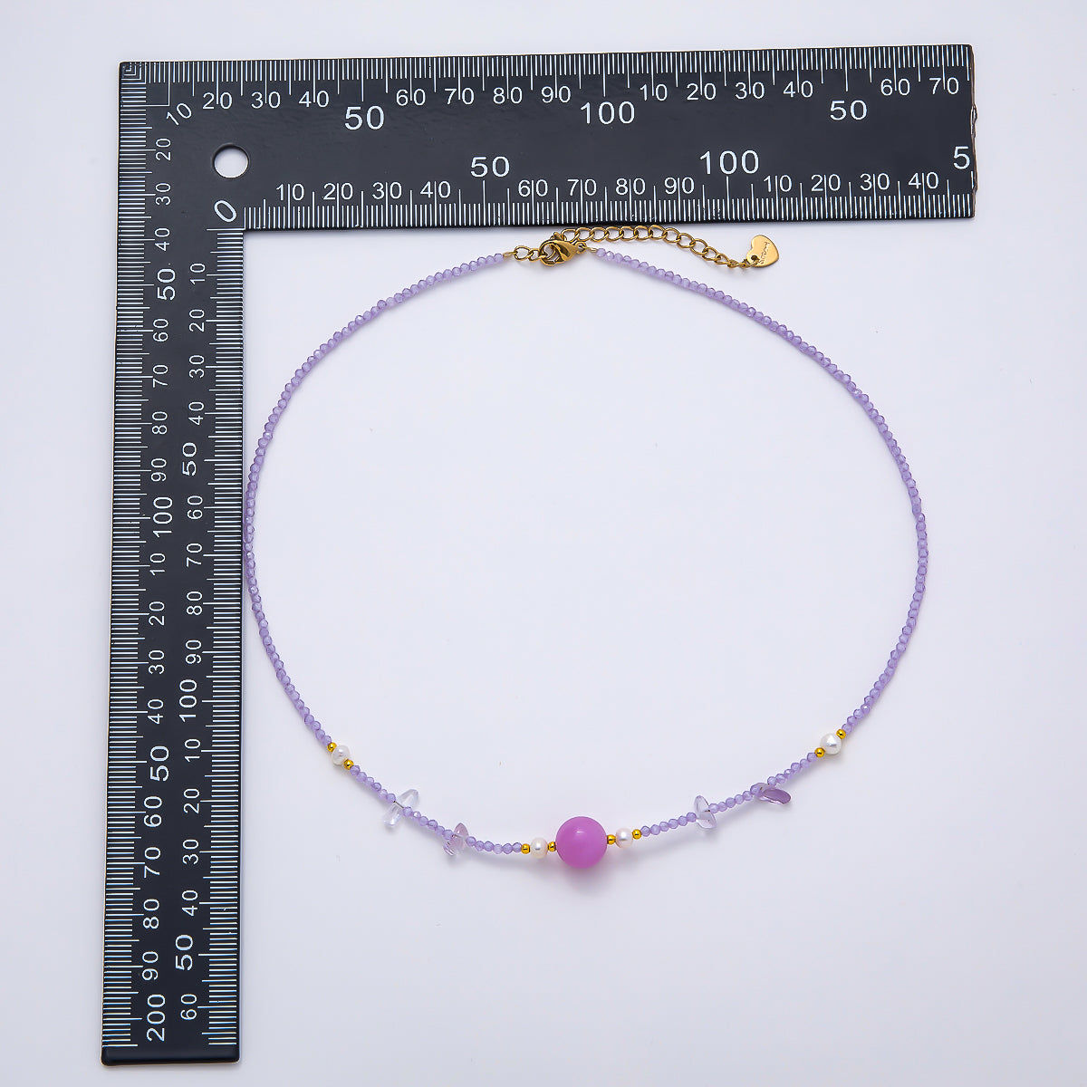 Handmade Stainless Steel 2mm Amethyst Gemstone Chain 16 Inch Necklace | WA-04638