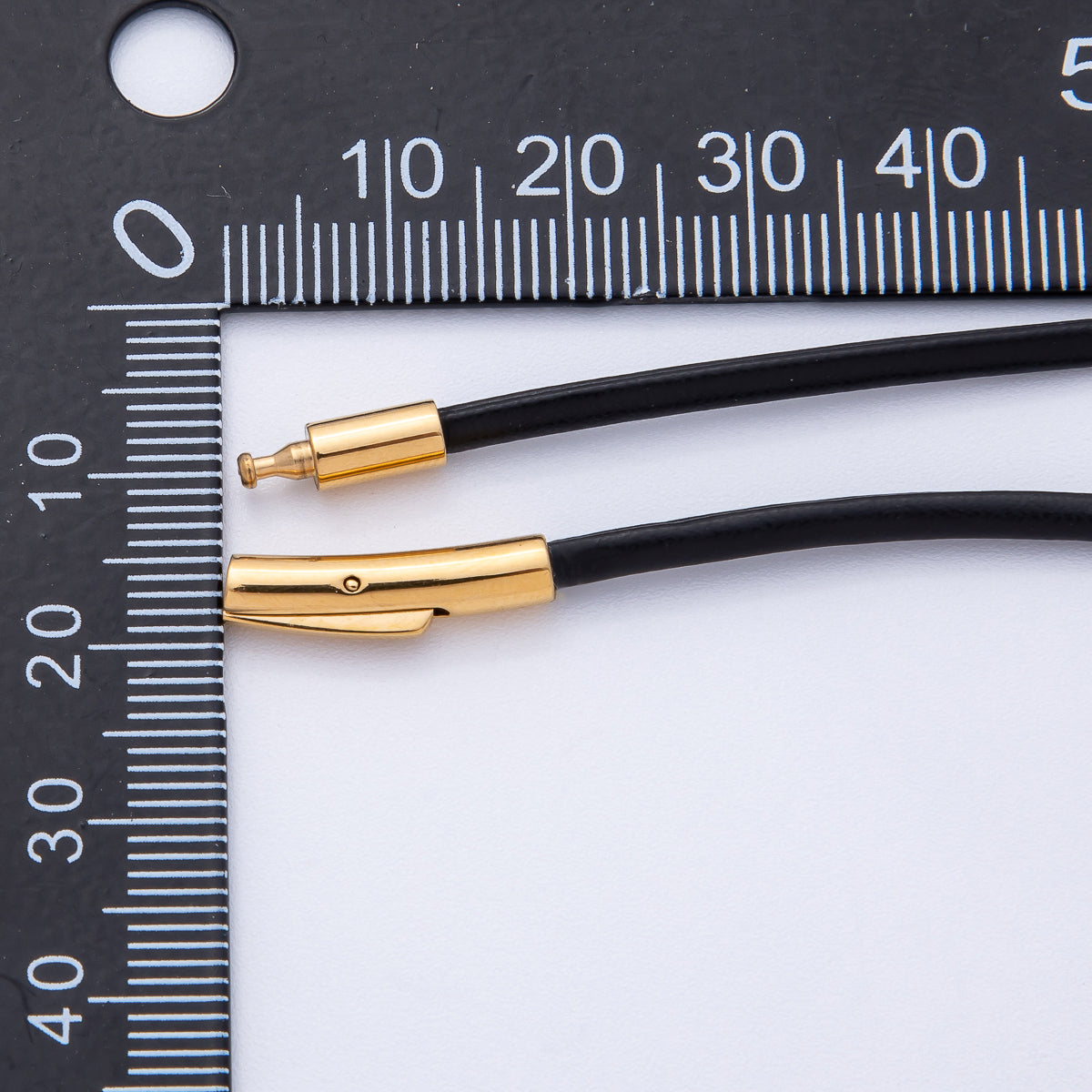 18K Gold Filled 2.5mm Thin Black Fall Faux Leather Cord 19 Inch Necklace | WA-3858