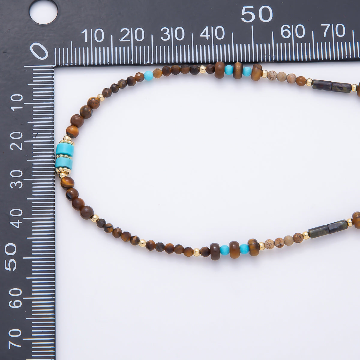 Handmade 2mm Turquoise Tiger Eye Multifaceted Round Rondelle Gemstone Chain 30 Inch Necklace | WA-00290