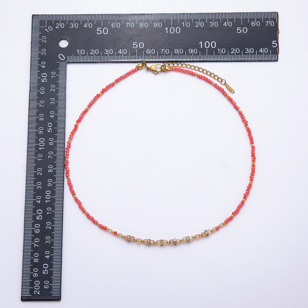 Stainless Steel Gold PVD 4mm Multifaceted Rondelle Bead Crystal Gemstone Chain 16.5 Inch Necklace | WA-02357 ~ WA-02524