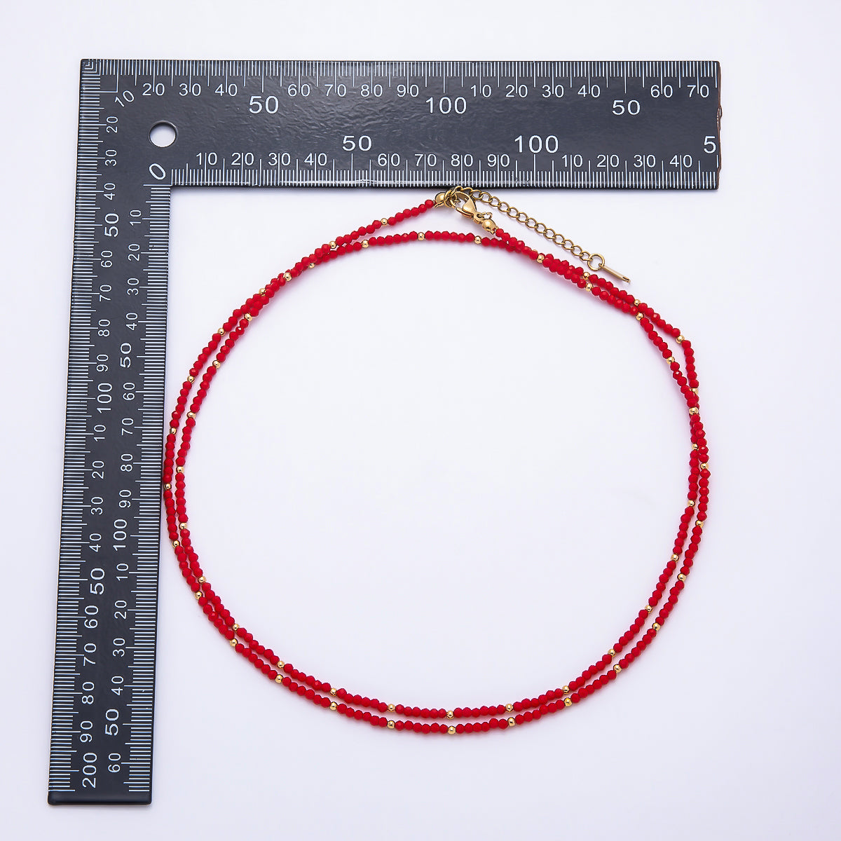 Stainless Steel Gold PVD 3mm Multifaceted Bead Crystal Gemstone Chain 34 Inch Necklace | WA-00029 ~ WA-00069