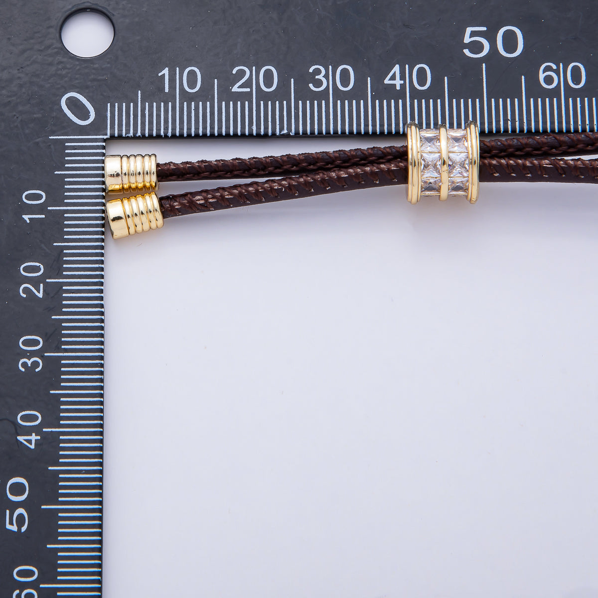 18K Gold Filled 3mm Red, Brown Leather Bolo Chain w. Rectangular CZ 31.5 Inch Necklace | WA-1387 WA-1391 WA-1398