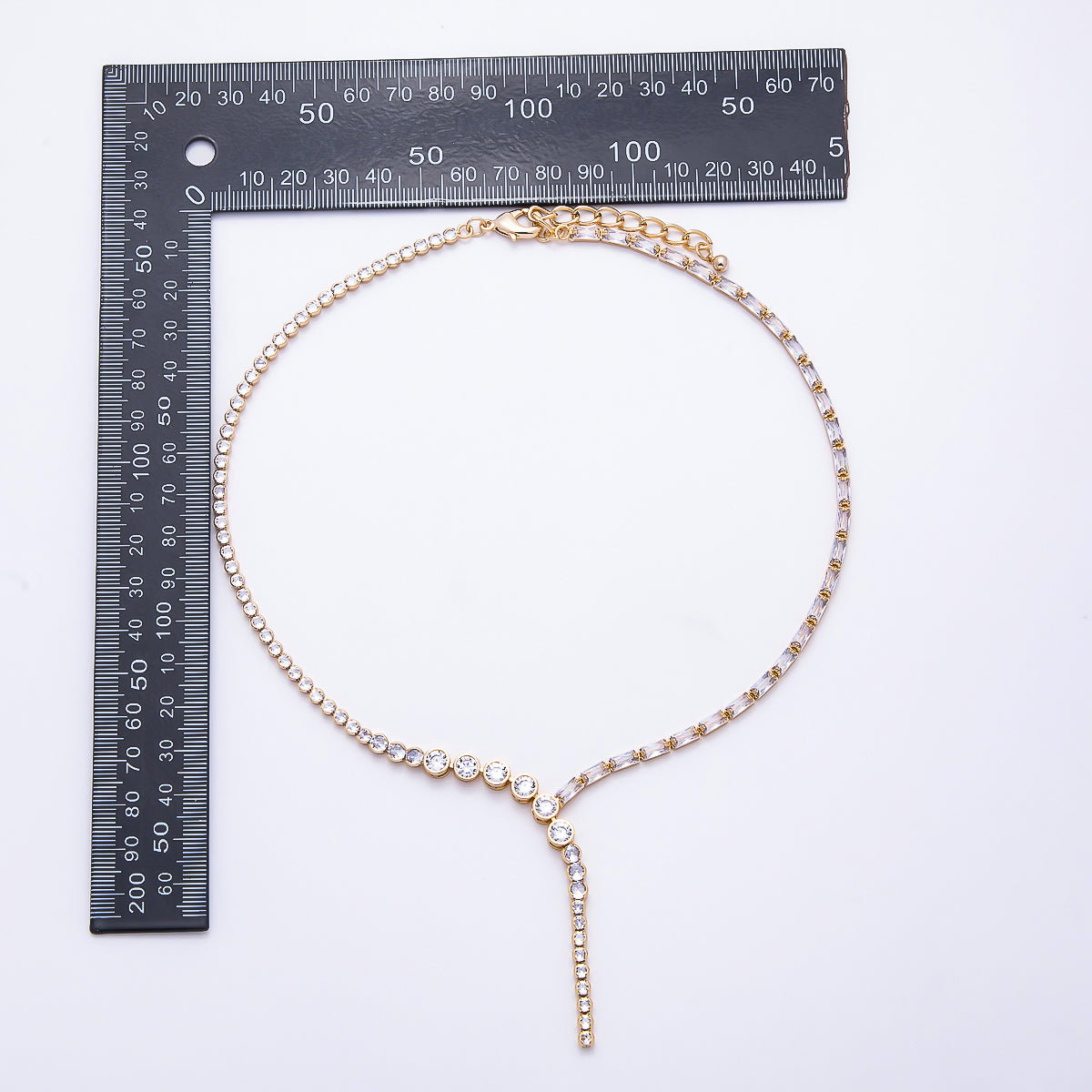16K Gold Filled 6mm CZ Lariat Necklace Tennis Chain 17 Inch Choker Necklace | WA-00440  WA-00442