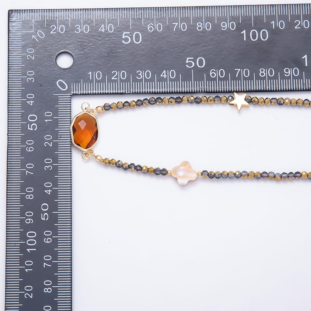 Stainless Steel 12mm Grey Labradorite Multifaceted Round Crystal Gemstone Chain 40 Inch Necklace | WA-01191