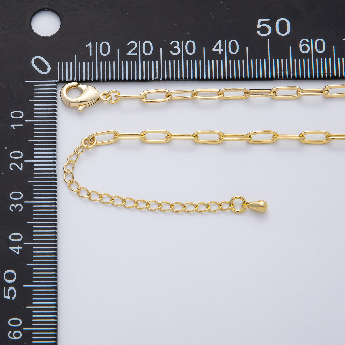 18K Gold Filled 3mm Mini Paperclip Chain 17 Inch Necklace w. Extender | WA-1187