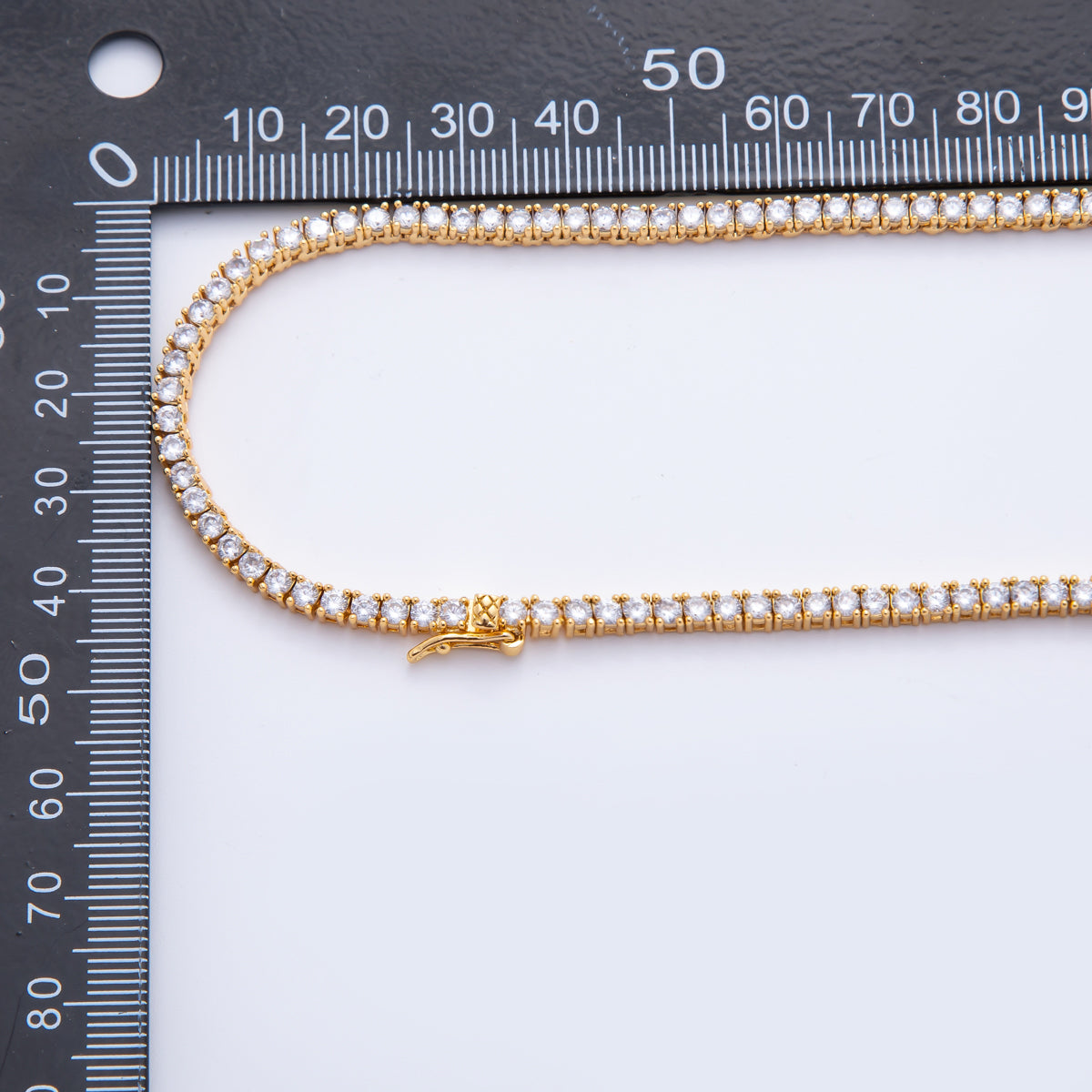 18K Gold Filled 3.2mm Pink, Purple, Red, Clear CZ Tennis Chain Lariat 16 Inch Necklace | WA-2241 ~ WA-3265