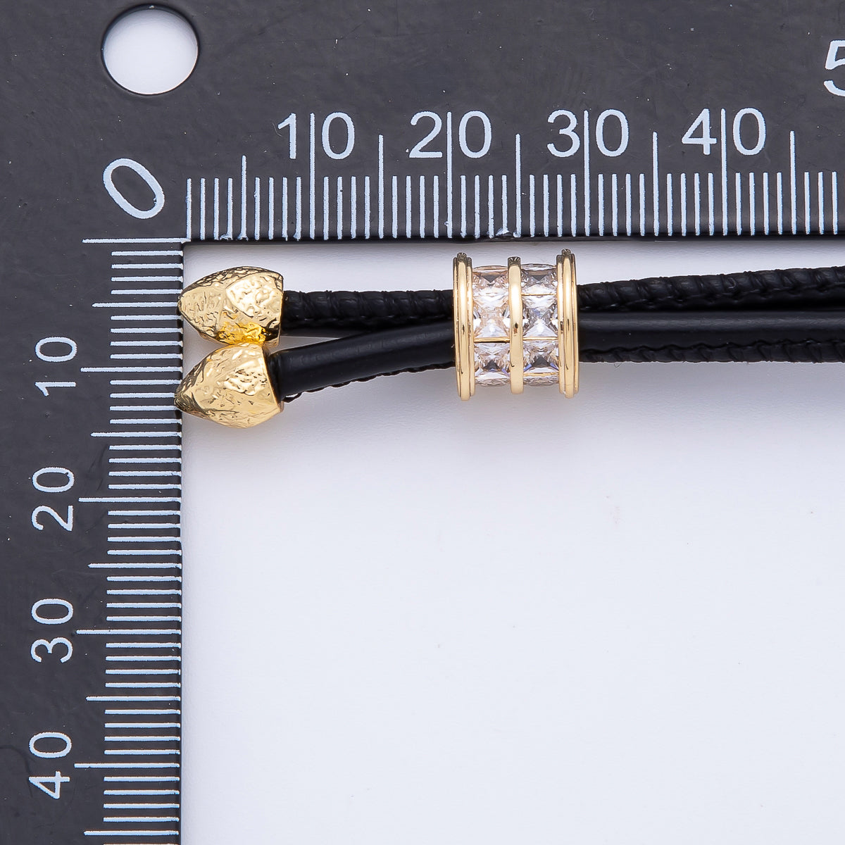 18K Gold Filled 2mm Brown, Black Leather Bolo Chain w. Rectangular CZ 31.5 Inch Necklace | WA-1211 WA-1212
