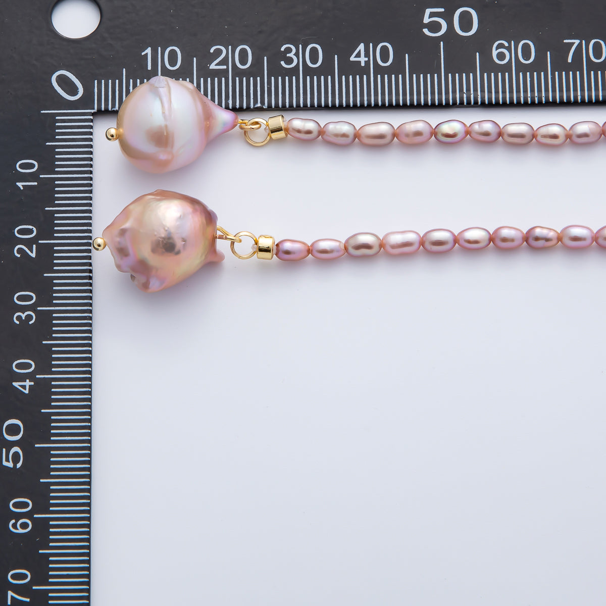 3.3mm Purple Natural Baroque Freshwater Pearl Drop Lariat Chain Necklace | WA-1178