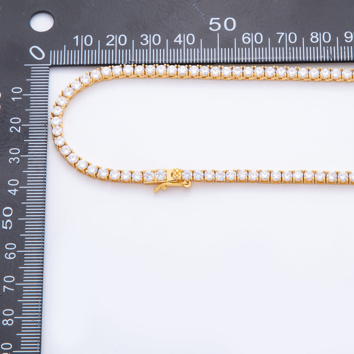 18K Gold Filled 3.3mm 5mm Gradient Clear CZ Tennis Chain 16.5 Inch Necklace | WA-3269